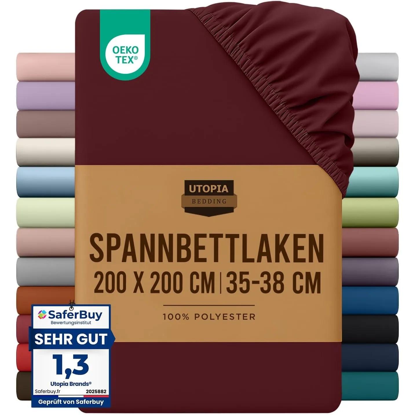 Utopia Bedding - Spannbettlaken 200x200cm - Burgunderrot
