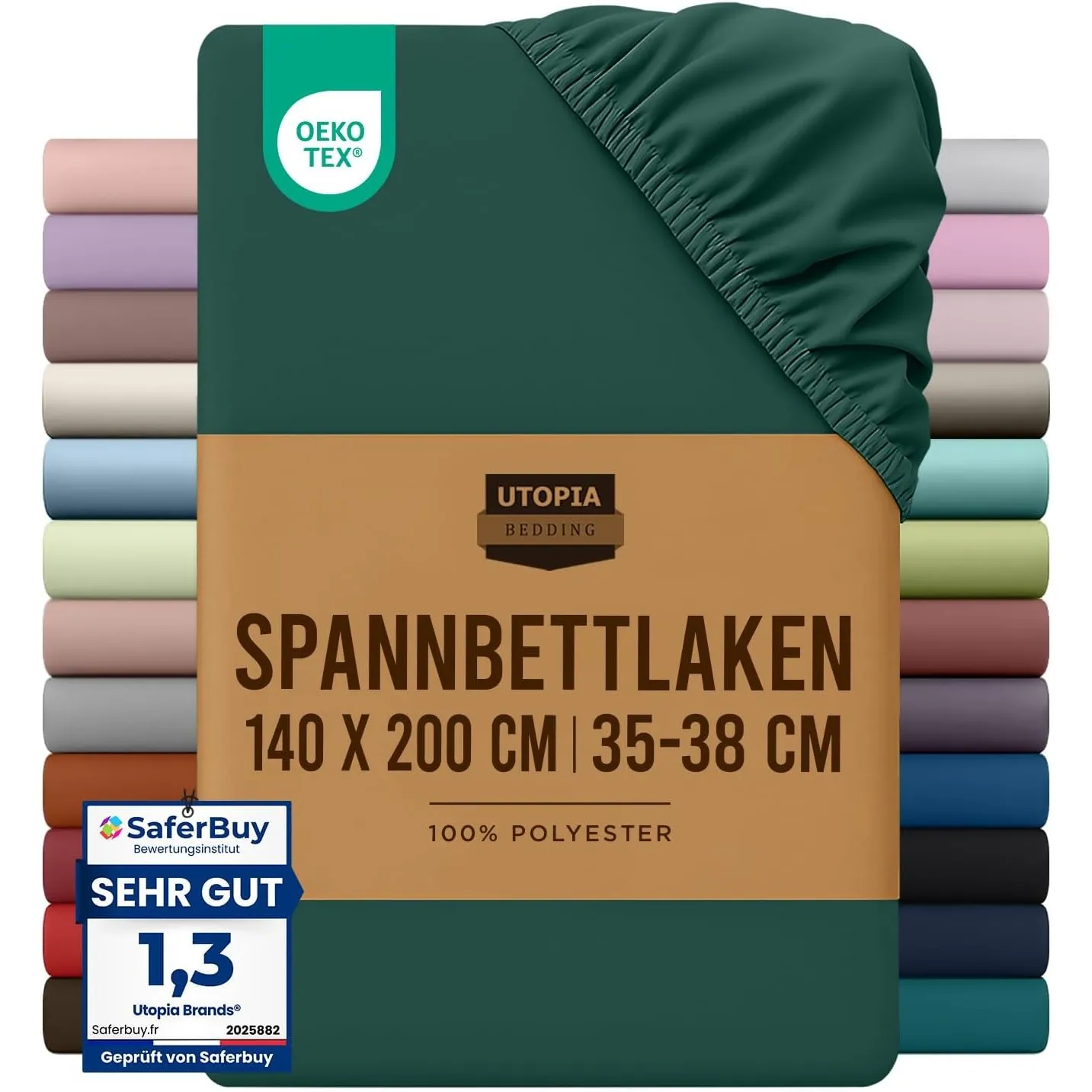 Utopia Bedding - Spannbettlaken 140x200cm - Smaragd Grün