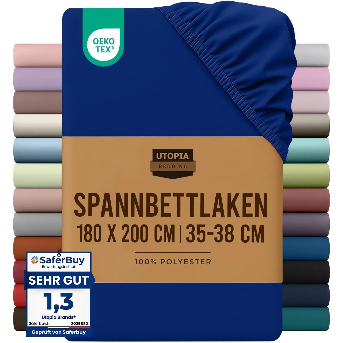 Utopia Bedding - Spannbettlaken 180x200cm - Royal Blau