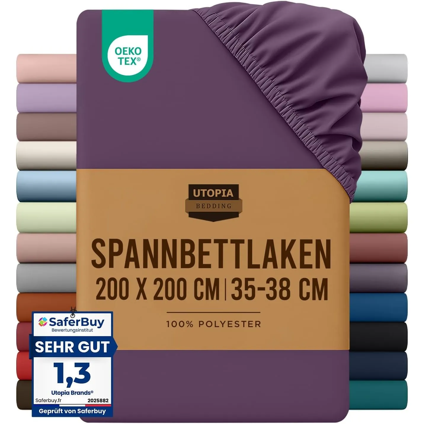 Utopia Bedding - Spannbettlaken 200x200cm - Lila