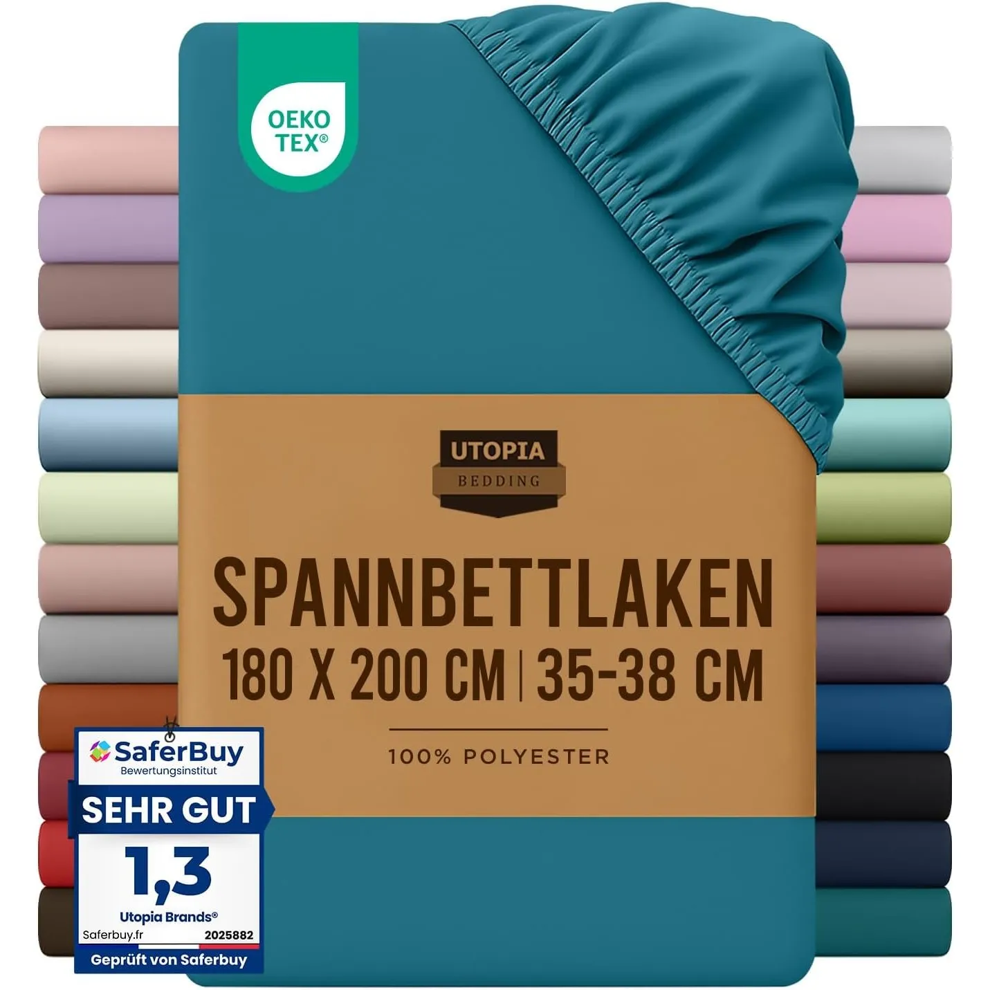 Utopia Bedding - Spannbettlaken 180x200cm - Denim Blau