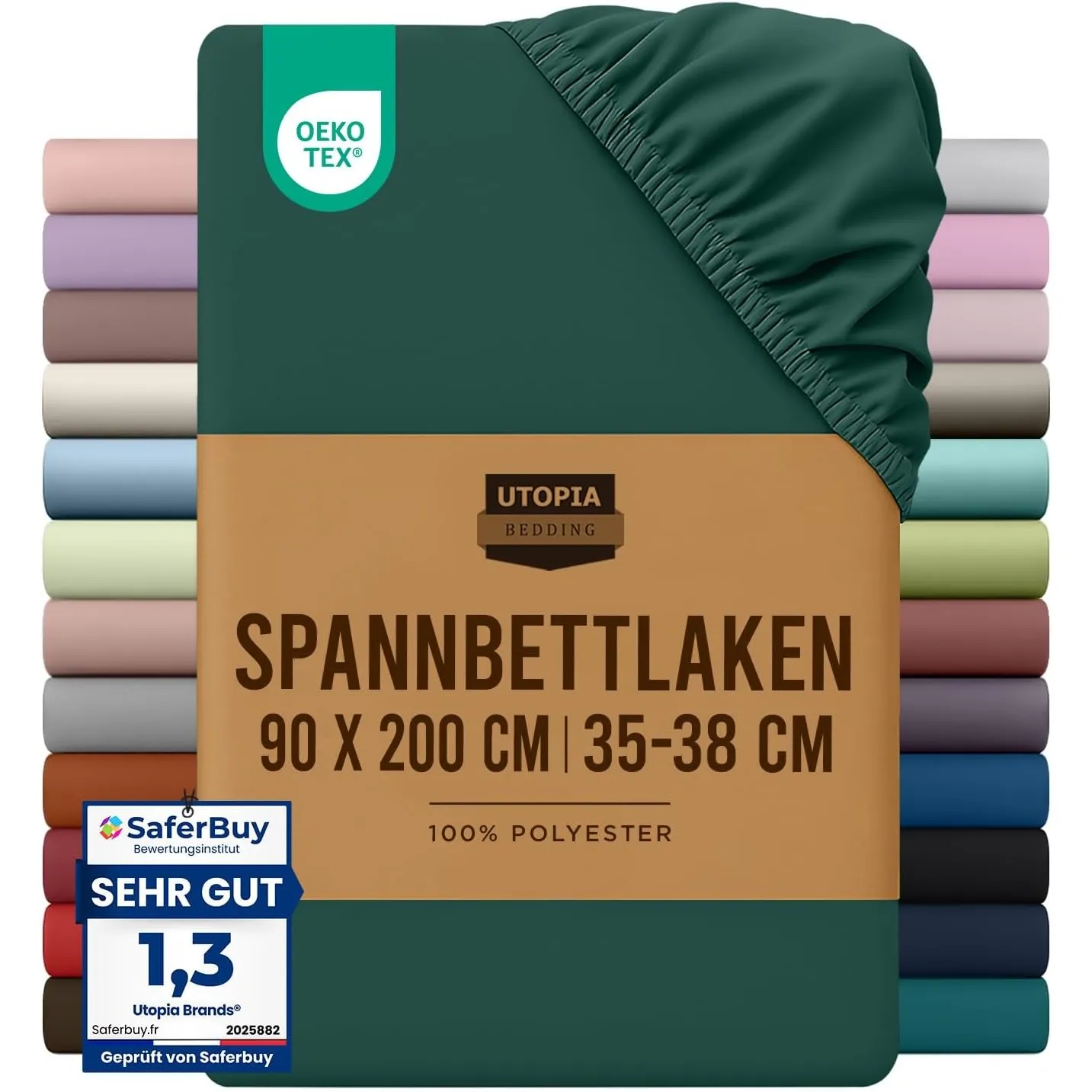 Utopia Bedding - Spannbettlaken 90x200cm - Smaragd Grün