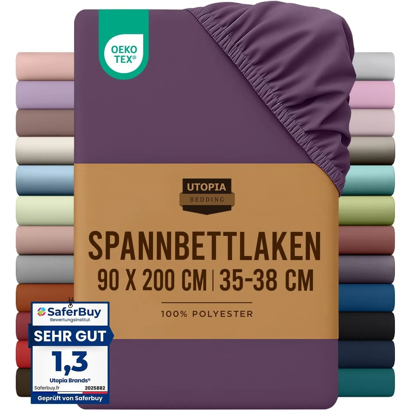 Utopia Bedding - Spannbettlaken 90x200cm - Lila