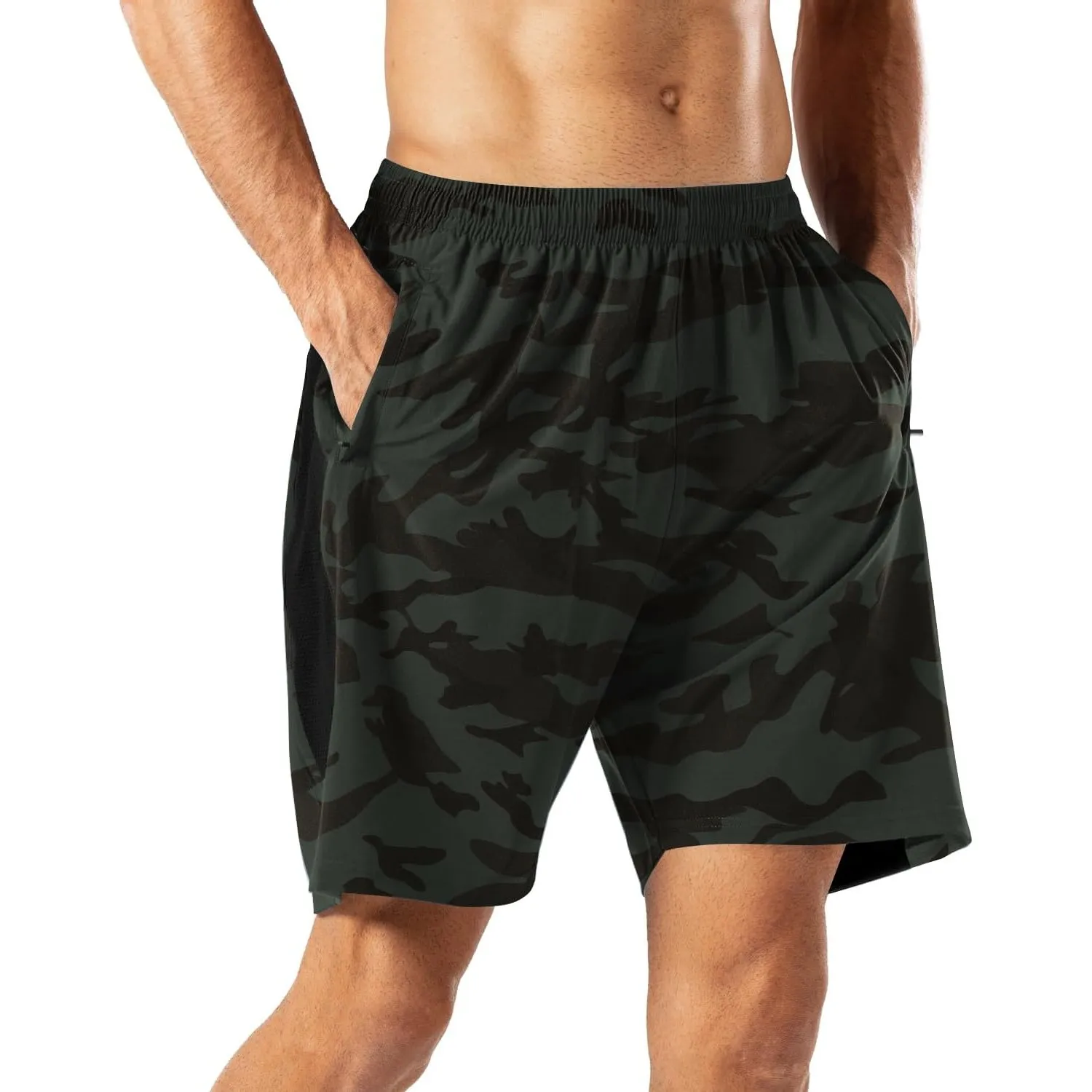 HMIYA Herren Sport Shorts Kurze Hose mit Reißverschlusstasch | Sporthose Laufhose Herren Kurz，Schnell Trocknend Trainin…