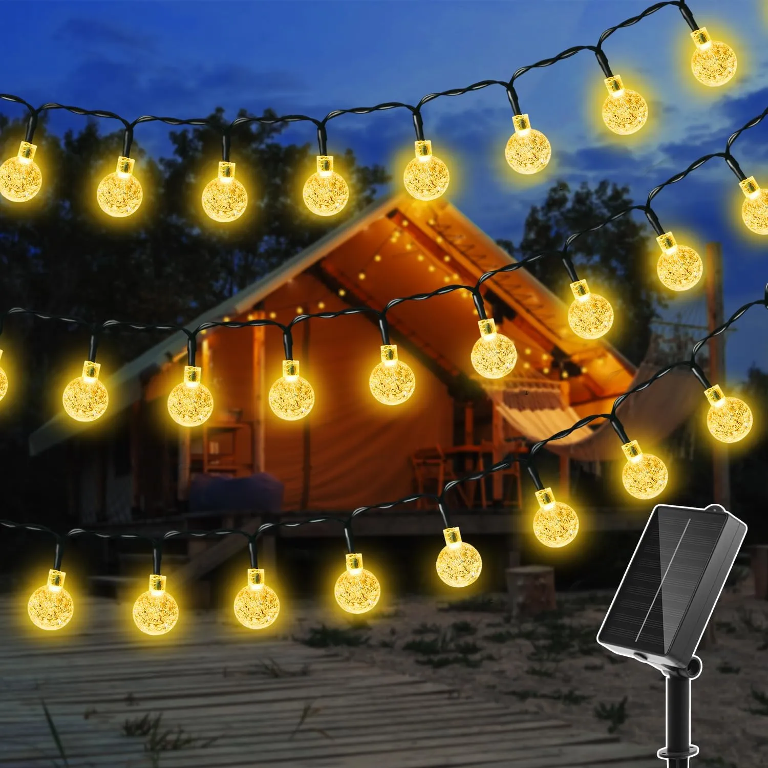 Ollny Outdoor Solar Fairy Lights, 5 m, 30 LEDs, IP65 Waterproof Fairy Lights, Outdoor Solar with 8 Modes, Solar Fairy L…