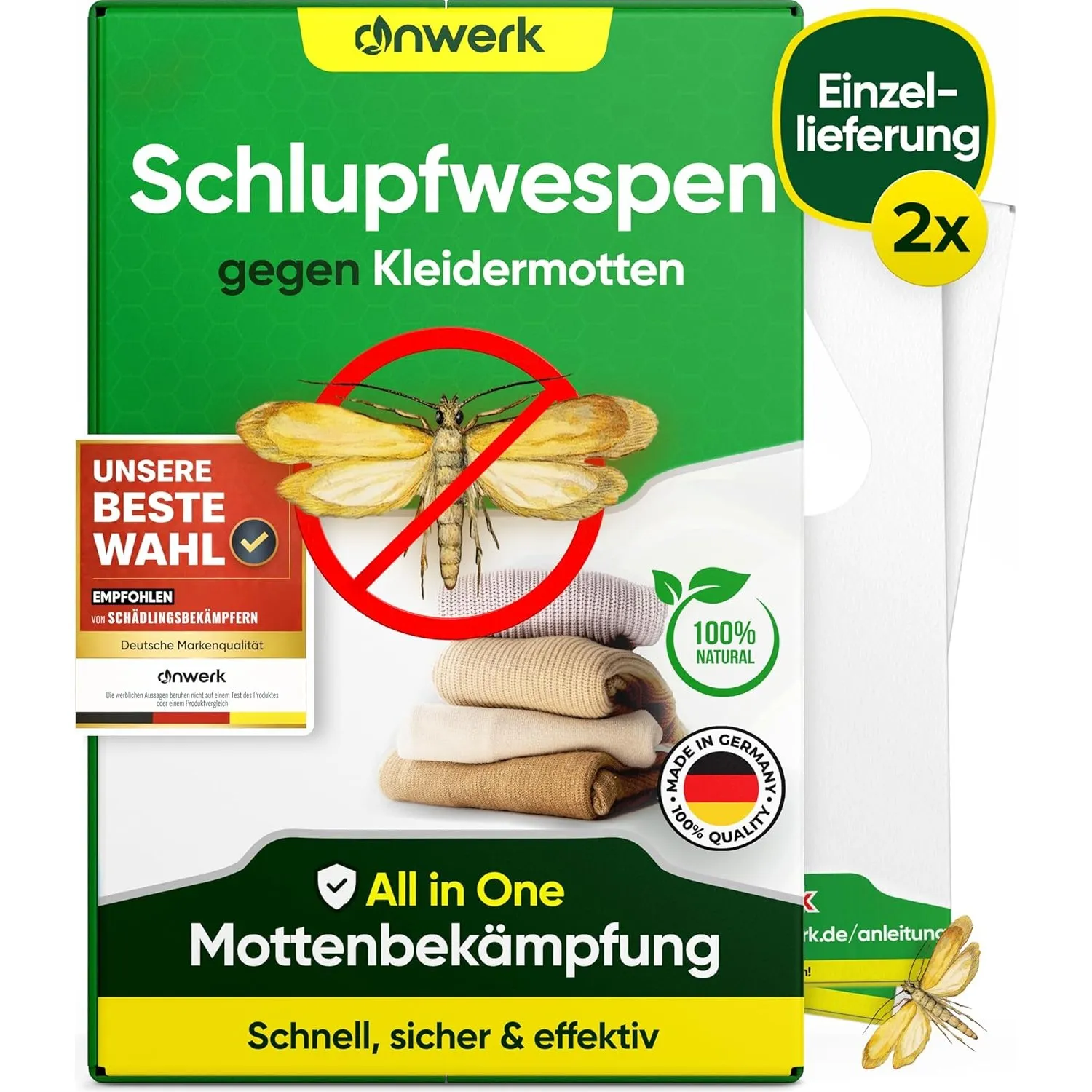 anwerk® Schlupfwespen gegen Kleidermotten - 2 Karten à 1 Lieferungen - Effektiv Kleider Motten bekämpfen - Alternative …