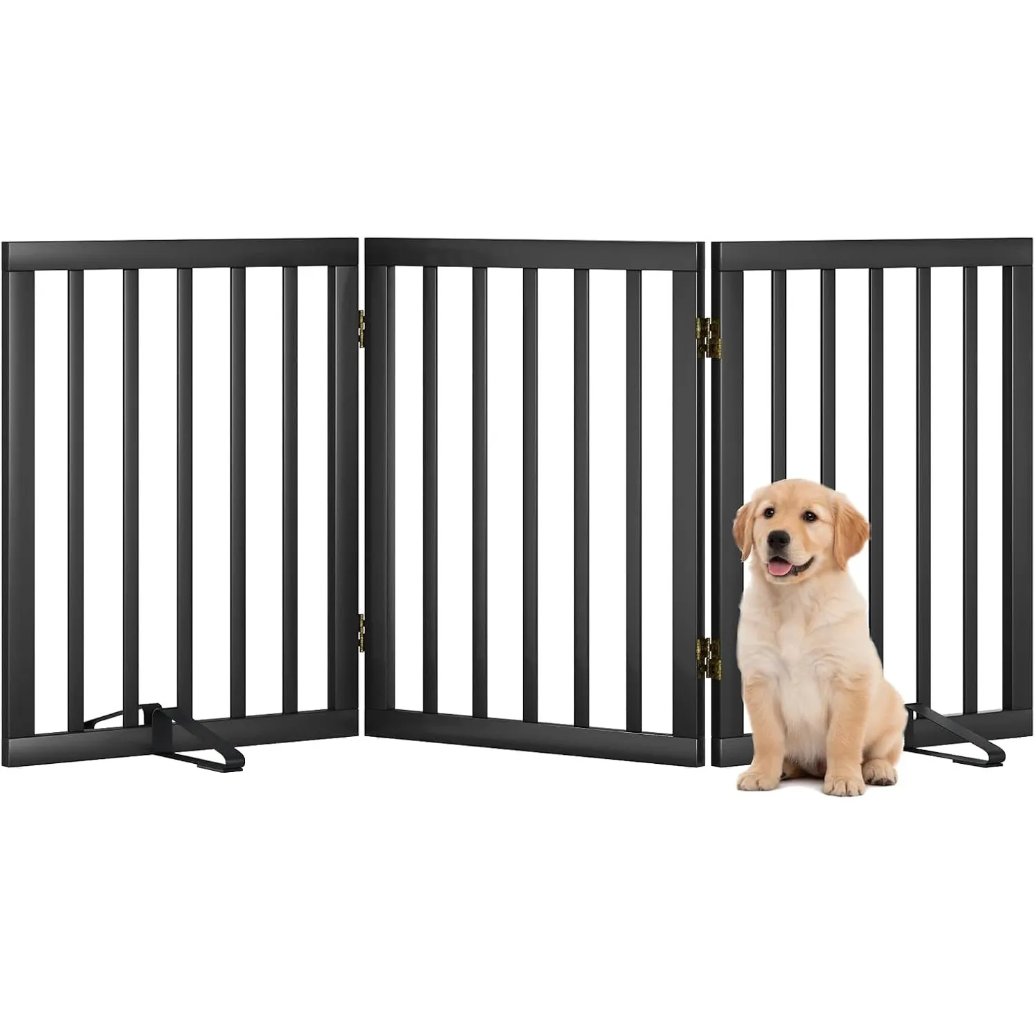 Hundegitter für Türen, Faltbares Hundegitter Innen, Haustiergitter für Türen Schlafzimmer, Welpengitter mit Metallstütz…
