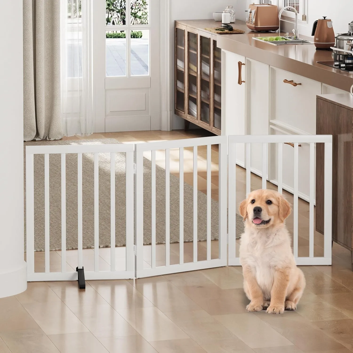 Freistehende Hundegitter für Türen, Faltbares Hundegitter Innen, Haustiergitter für Türen Schlafzimmer, Welpengitter mi…