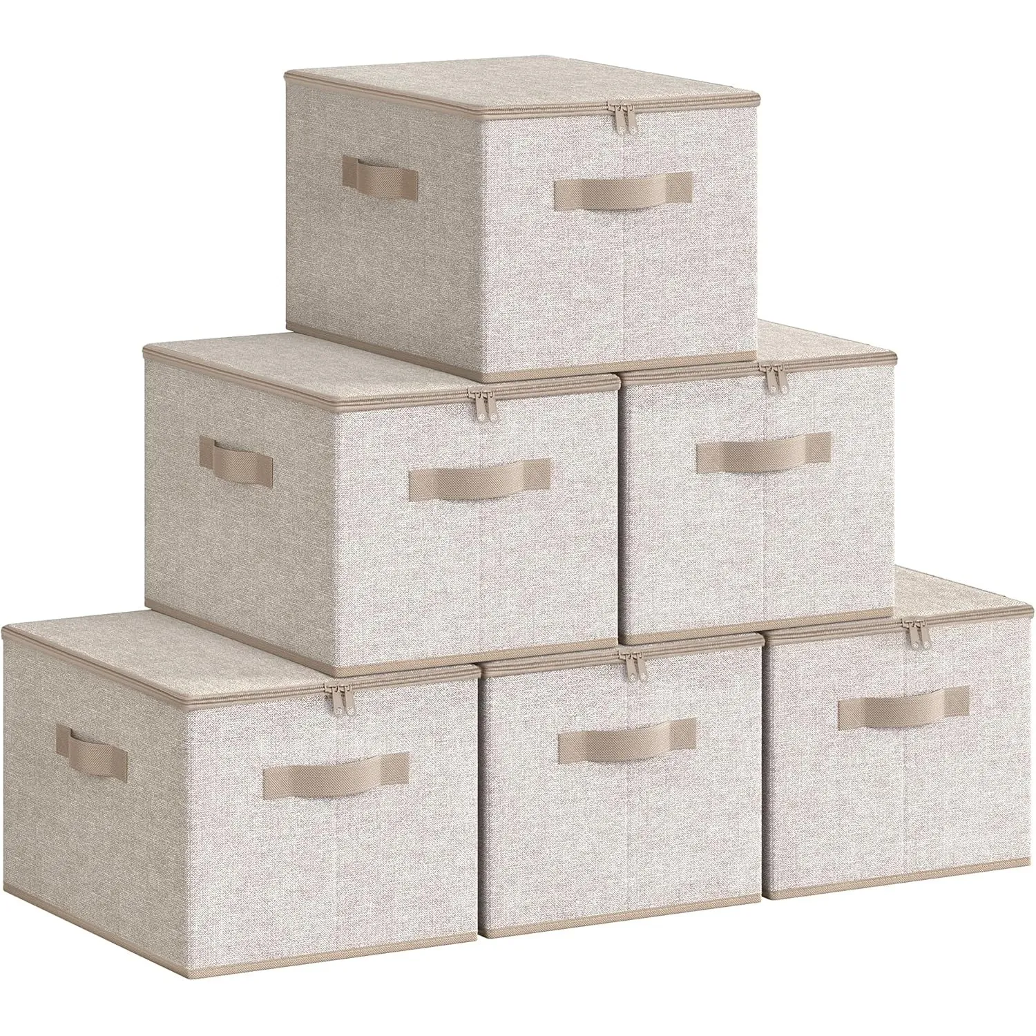 SONGMICS Aufbewahrungsbox mit Deckel, 6er Set, faltbare Stoffbox
