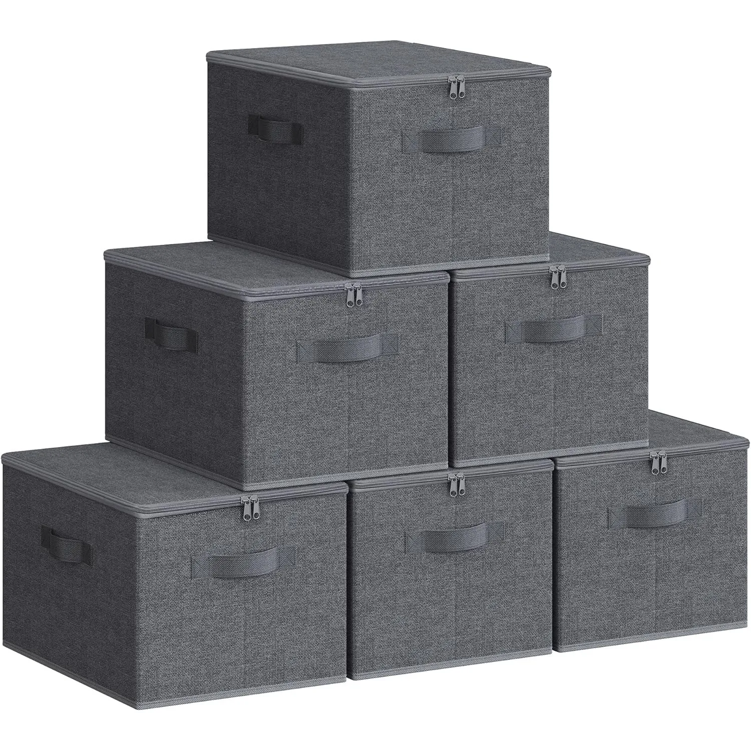SONGMICS Aufbewahrungsbox mit Deckel, faltbare Stoffbox mit Griffen, Aufbewahrung für Kleidung, Vliesstoff, 6er Set, 40…