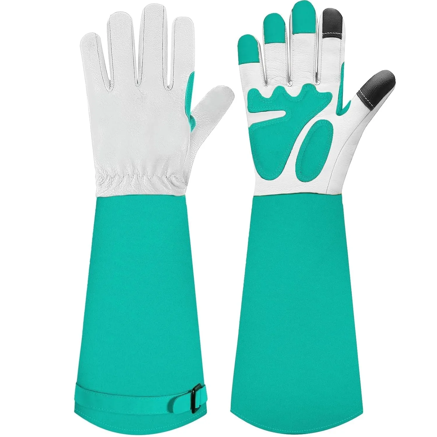 Gartenhandschuhe aus Leder für Damen und Herren - Dornensicher zum Beschneiden von Rosen, mit Unterarmschutz, Lange Rin…