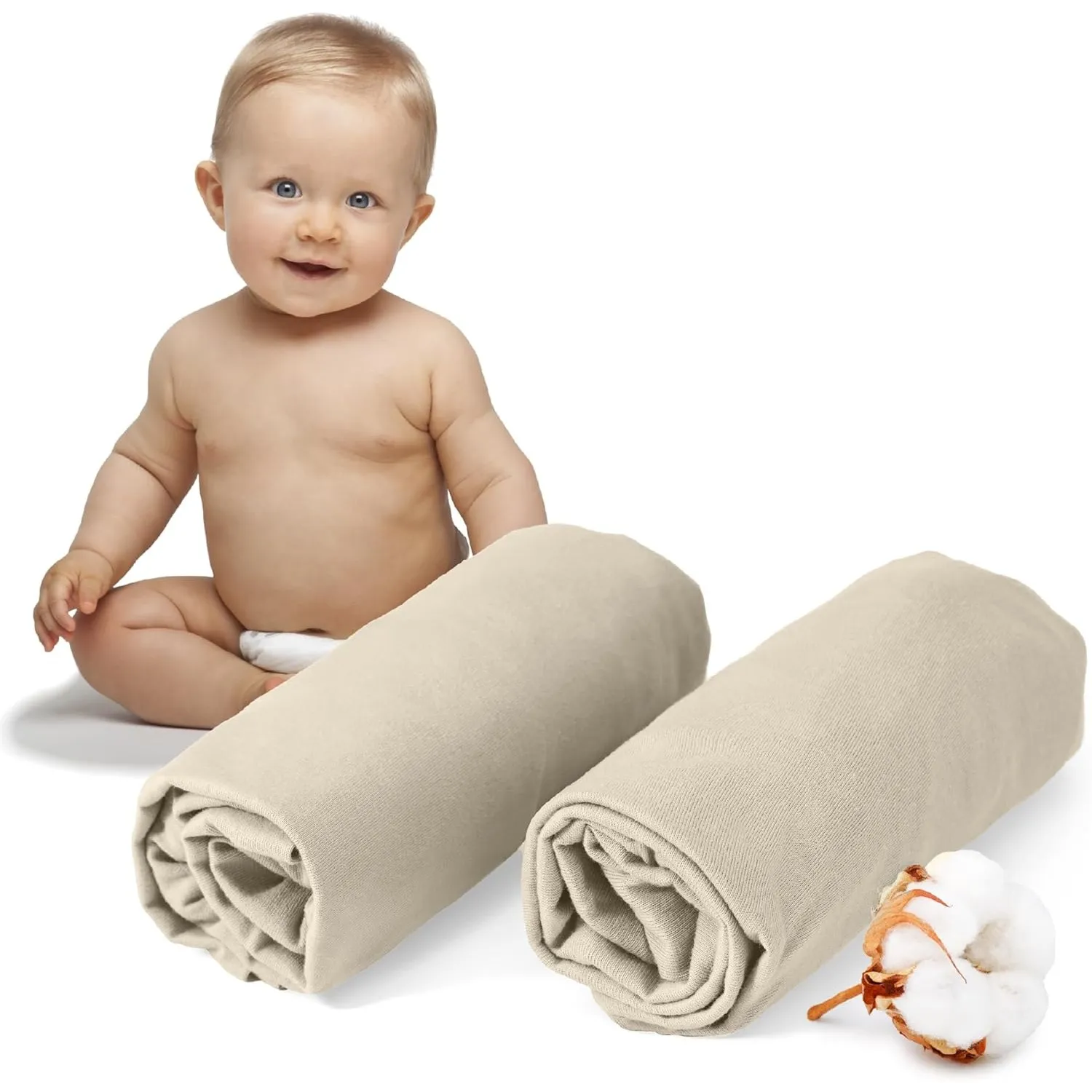 Dreamzie - 2er-Set Spannbettlaken 40x90 cm - Oeko-Tex Zertifiziert, 100% Baumwolle, atmungsaktives Spannbetttuch Jersey…