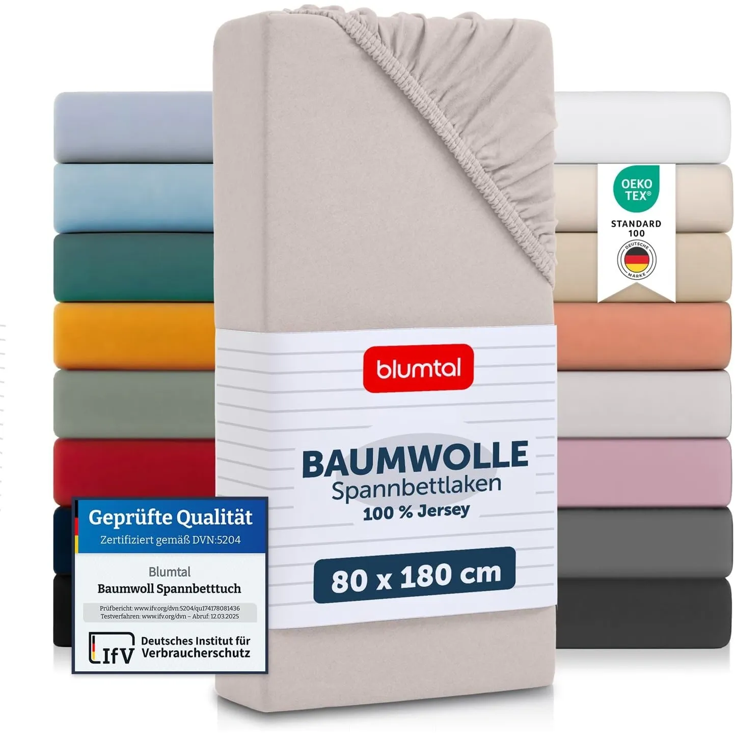 Blumtal® Baumwolle Spannbettlaken 80x180x30cm Basics Jersey im 2er Set - Oeko-TEX zertifiziertes Spannbetttuch 80x180cm…