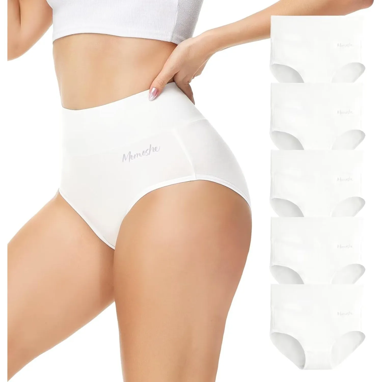 Unterhosen Damen 5er Pack Baumwolle Hohe Taille Unterwäsche Frauen Stretch Atmungsaktiv Slip Weich Panties
