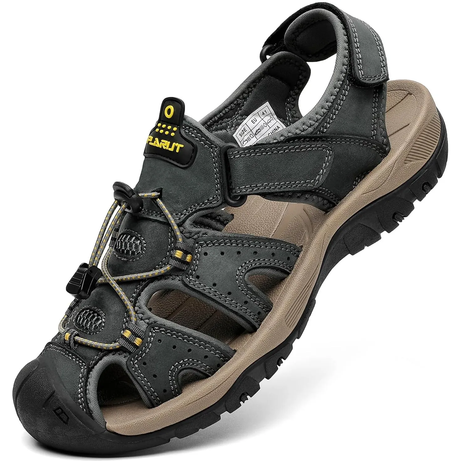FLARUT Sandalen Herren Outdoorsandalen Sommer Wanderschuhe Trekkingsandalen Leder Strand Wandersandale Laufschuhe Lässi…