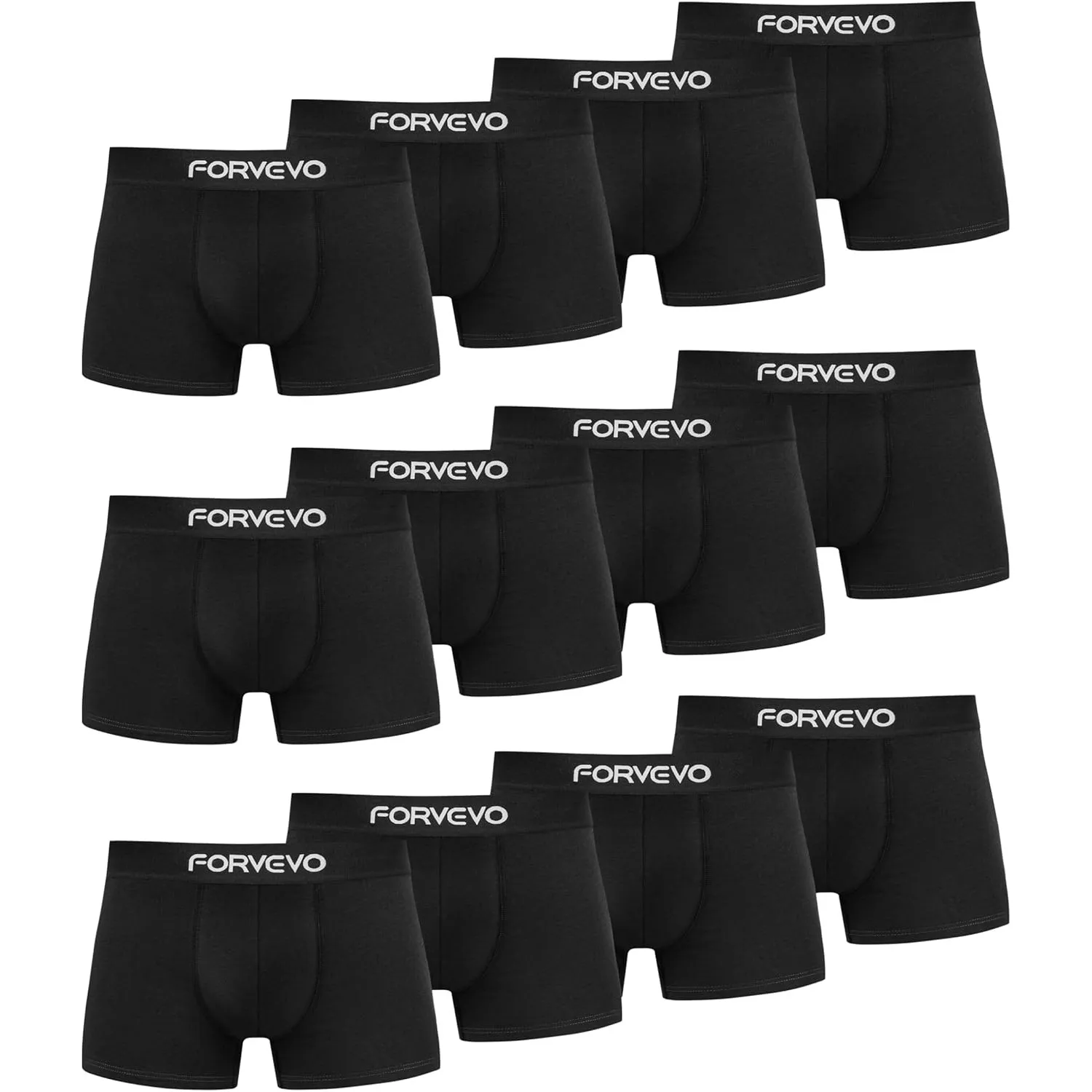 FORVEVO 12er Pack Boxershorts Herren Baumwolle Unterhosen Männer Unterwäsche Retroshorts - Atmungsaktive (Gr. S - 4XL)