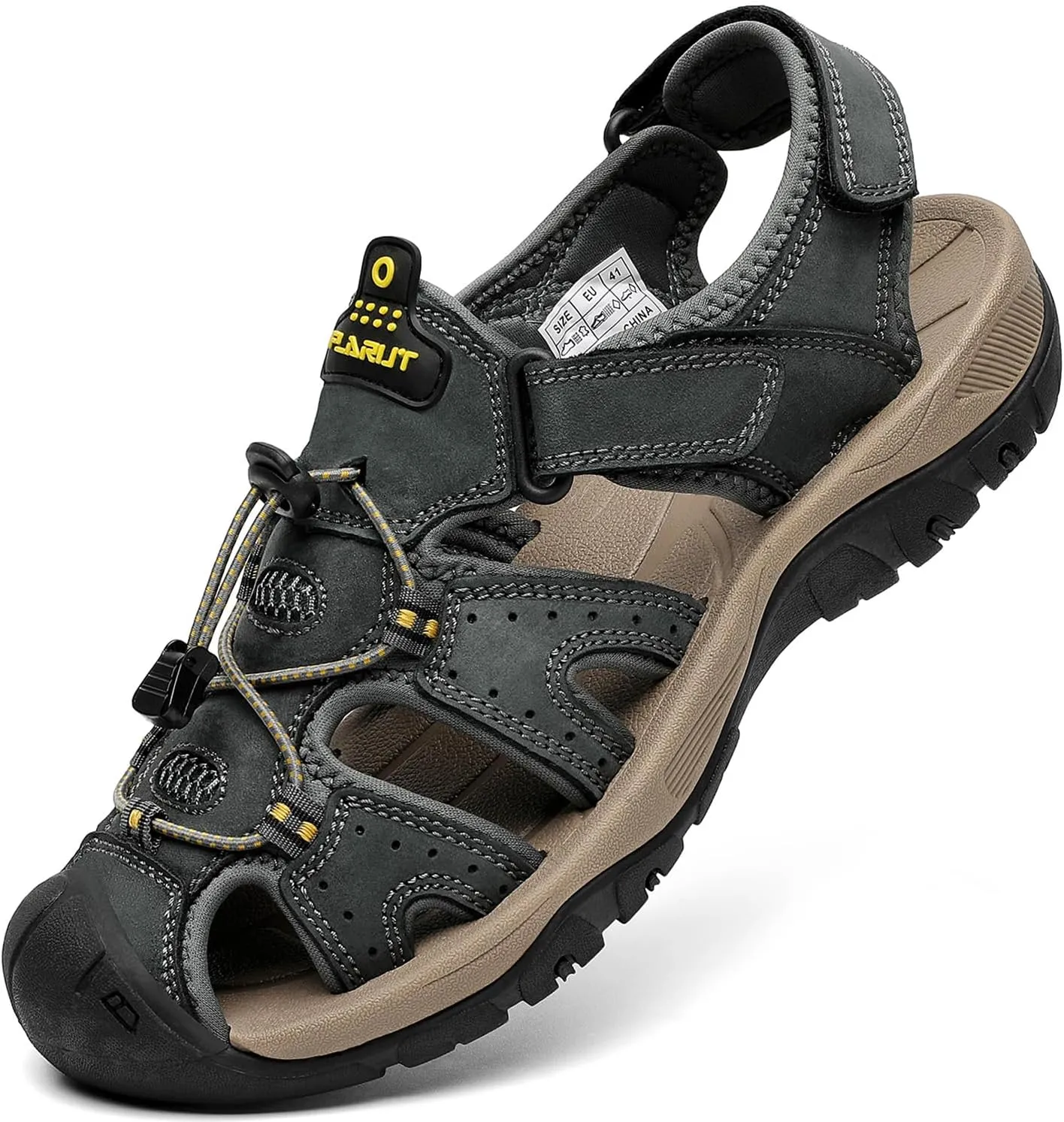 FLARUT Men’s Sandals, Outdoor Sandals, Summer Hiking Shoes, Trekking Sandals, Leather Beach Hiking Sandals, Running Sho…