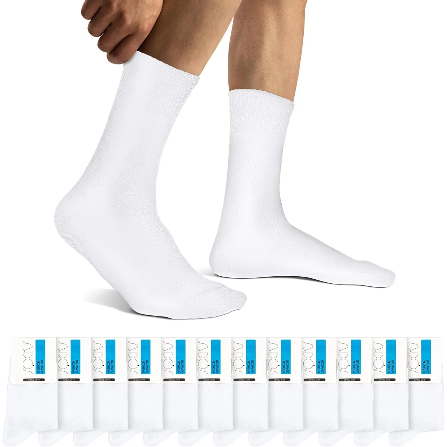 Falechay Herren Socken 12 Paar Sportsocken Classic Schwarz Atmungsaktive Baumwolle