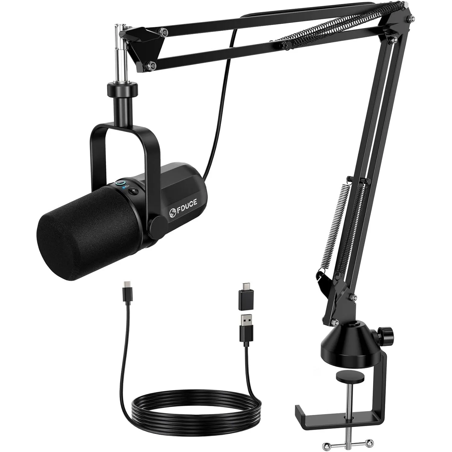 FDUCE SL40+ dynamisches Podcast-Mikrofon, USB/XLR-Mikrofon-Set für Gaming und Streaming, dynamisches Mikrofon mit Galge…