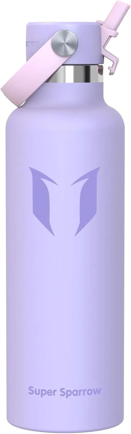 Super Sparrow Trinkflasche Edelstahl - Thermobecher - 350ml, 500ml, 750ml, 1L, 1.2L - FlipFlow Trinkflaschen mit Strohh…