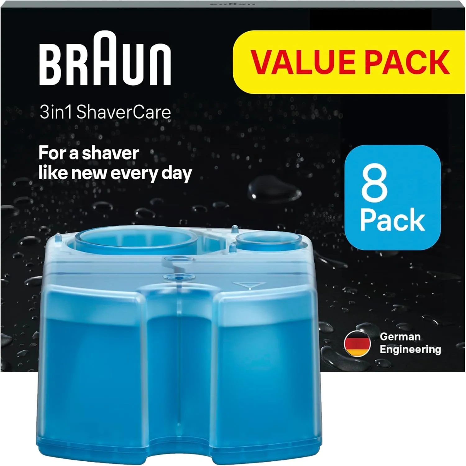Braun 3-in-1 ShaverCare Reinigungskartuschen, Scherkopfreiniger, 8er Pack