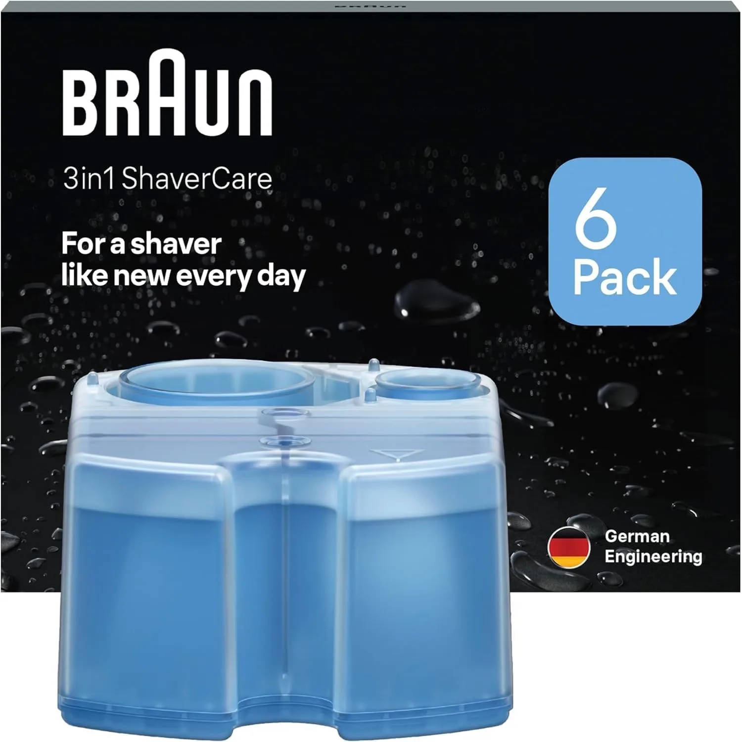 Braun 3-in-1 ShaverCare Reinigungskartuschen, Scherkopfreiniger, 6er Pack