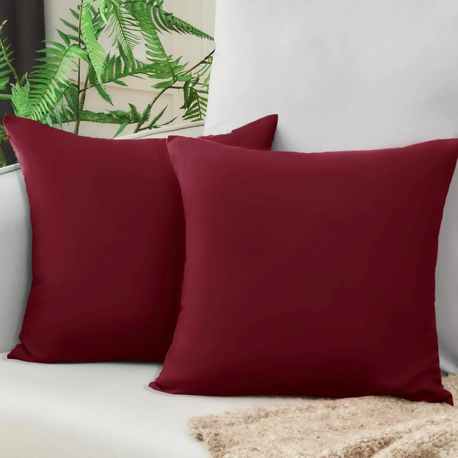 Vielit Sofa Kissenbezug 40x40 Rot Weich 2er Set Mikrofaser Kissenbezüge 40x40 Kissenhülle Für Kissen 40x40cm Öko-Zertif…