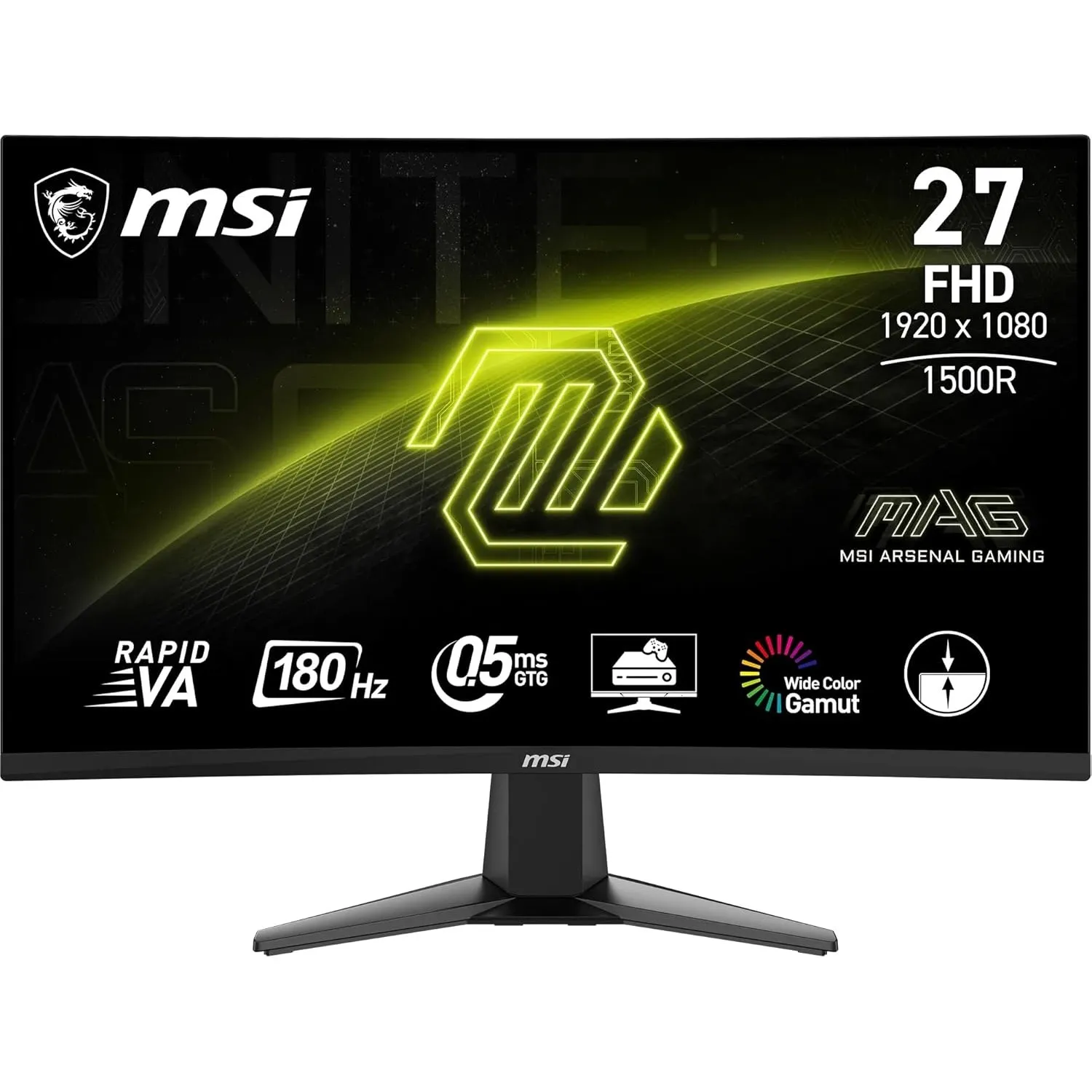 MSI MAG 27C6F 27 Zoll FHD Curved Gaming Monitor - 1500R 1920 x 1080 Rapid VA Panel, 180 Hz / 1ms (GtG), Adaptive-Sync -…