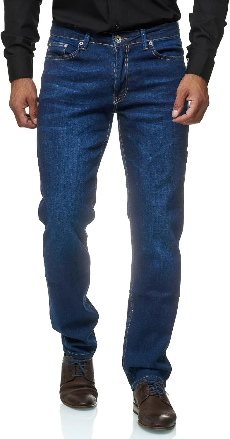 JEEL Herren-Jeans - Regular-Fit Straight-Cut - Stretch - Jeans-Hose Basic Washed