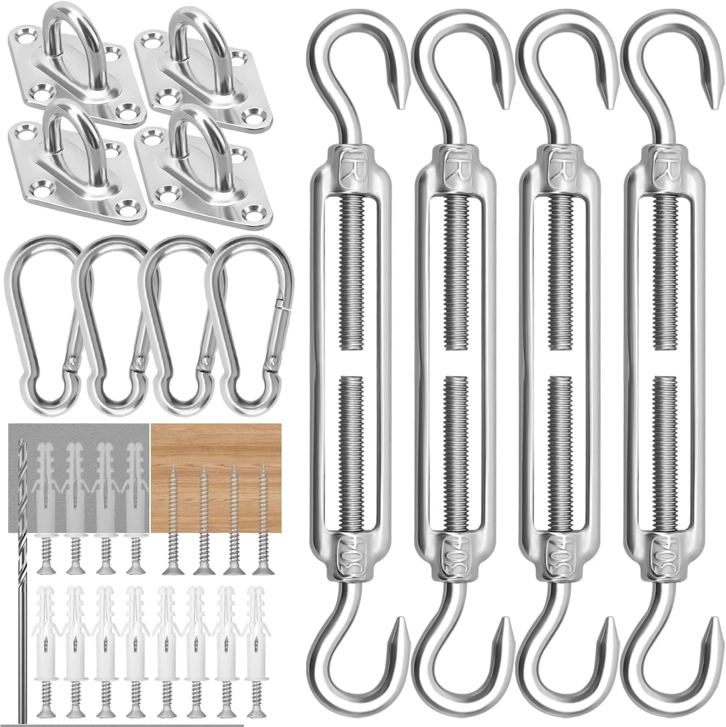 Awning Mounting Set M6 Mounting Hardware Kit 304 Stainless Steel Awning Mounting Set for Garden, Sun Sail Accessories A…