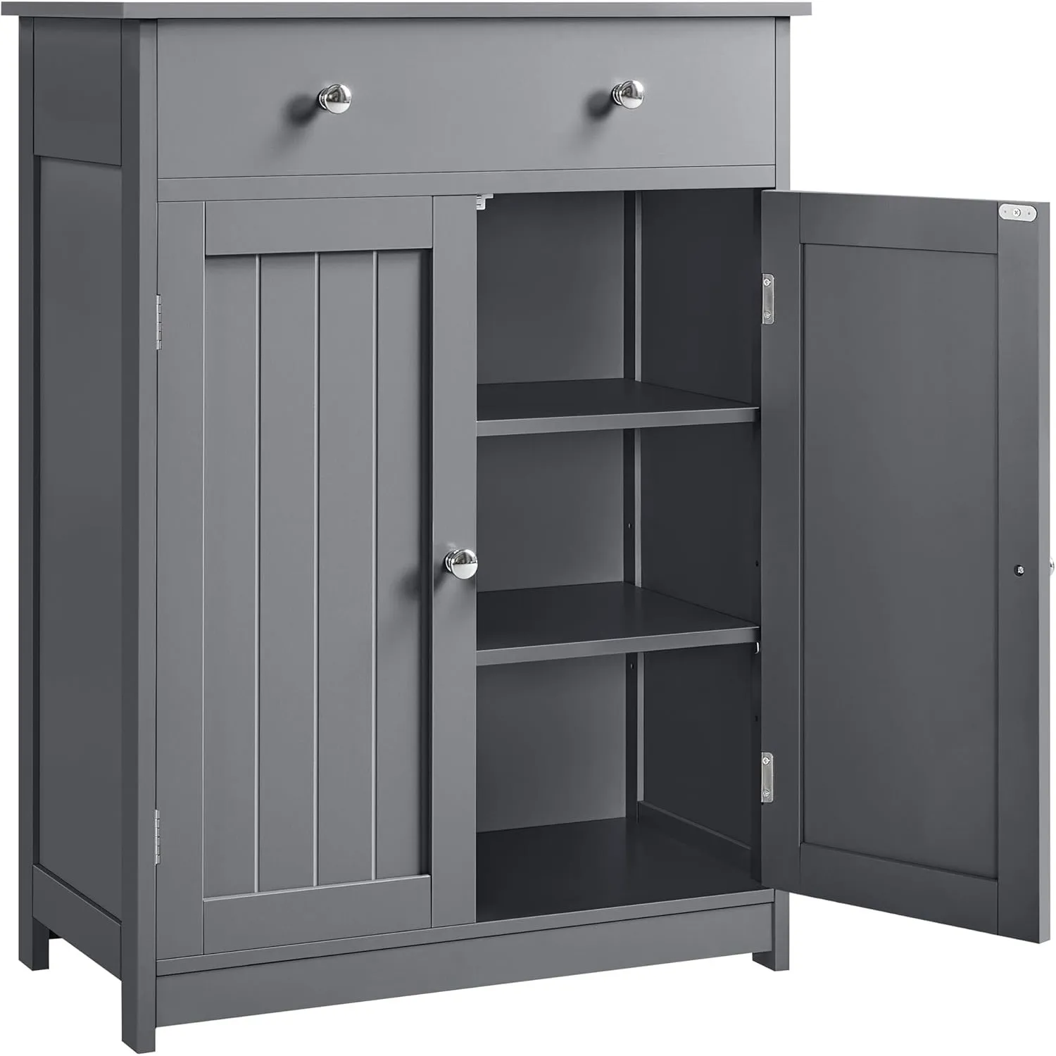 Yaheetech Badezimmerschrank Badschrank mit 2 Türen und Schublade Dunkelgrau