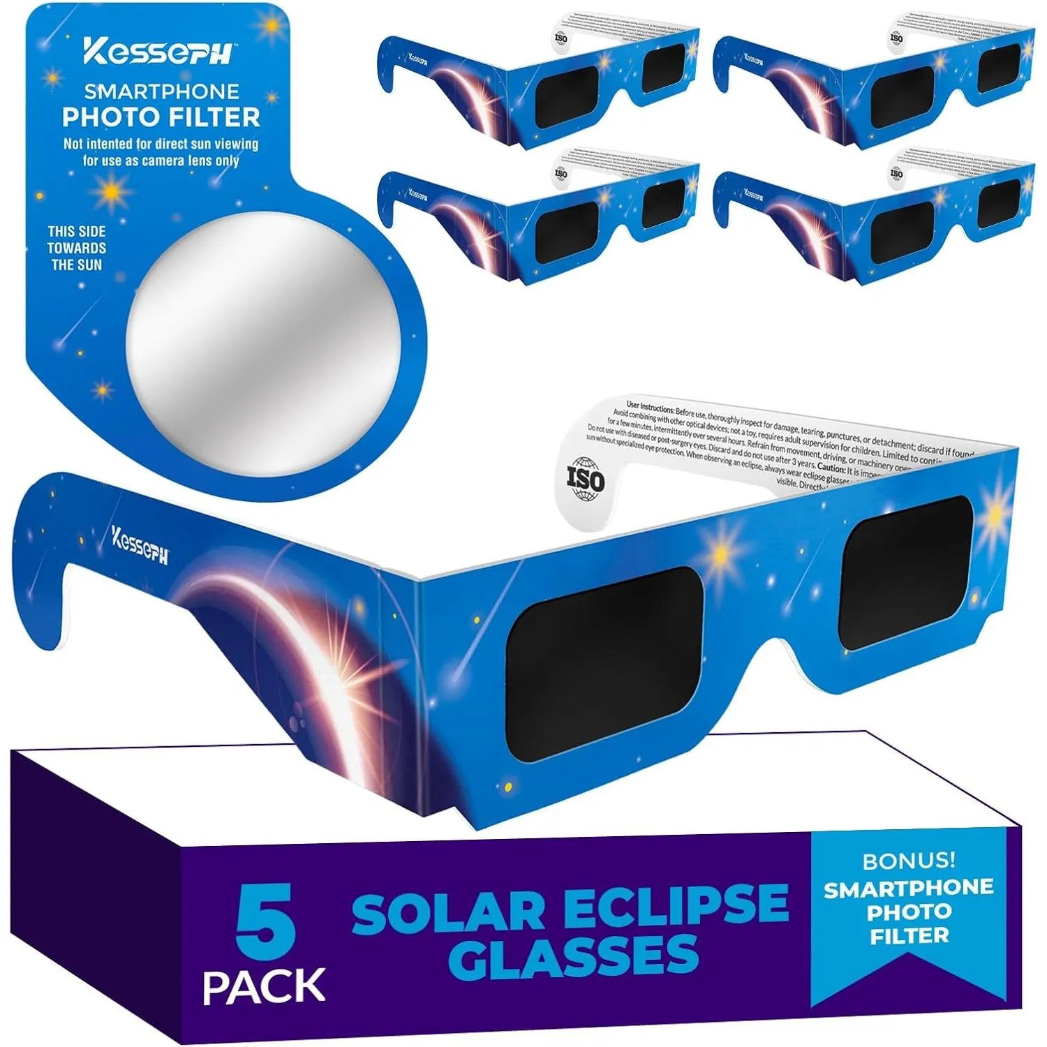 Sonnenfinsternis-Brillen 2026 (5er-Pack) – CE- & ISO-zertifizierte Schutzbrillen für die sichere Sonnenbeobachtung, ink…