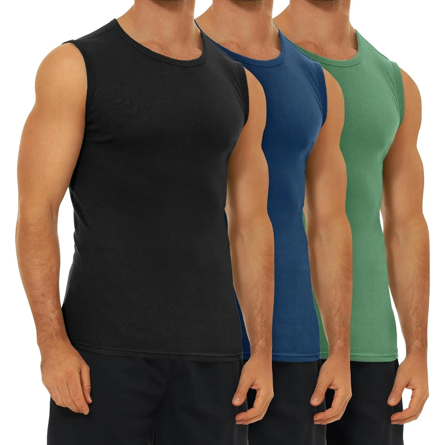 FALARY 3er Pack Unterhemd Herren gekämmte Baumwolle Tank Top Herren Unterhemden Mehrfarbig