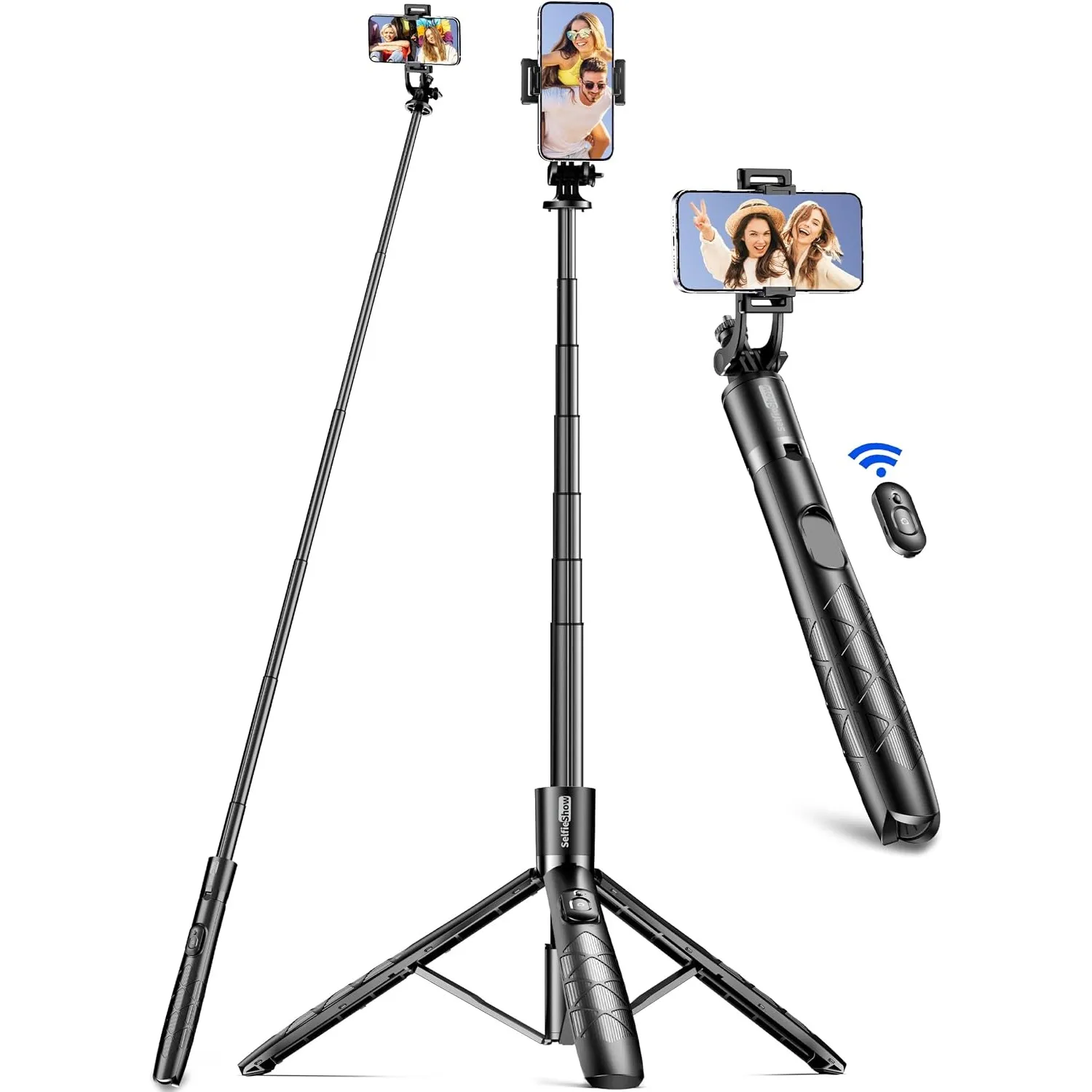 179cm Handy Stativ für Smartphone, Stabil und Tragbar Aluminium Selfie Stick Stativ, Handystativhalter mit Fernauslöser…