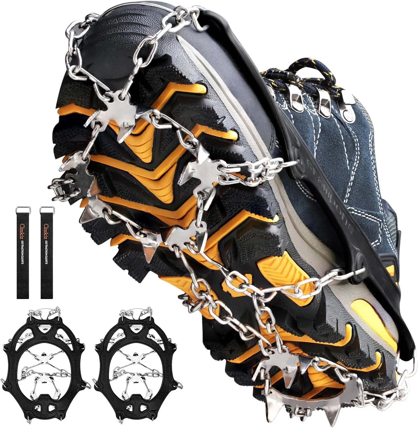 Grödel Crampons for Mountain Shoes with 19 Teeth, Thickened Shoe Claws Made of Stainless Steel, Non-Slip Shoe Spikes fo…