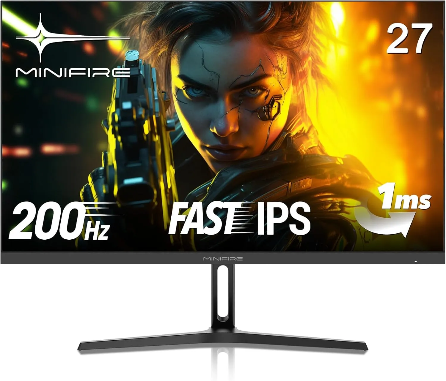 Minifire 27 Zoll FHD 200Hz Gaming Monitor - 1ms mit 1080p Fast IPS Panel | PC Monitor Gaming, AdaptiveSync, HDR 10, Low…