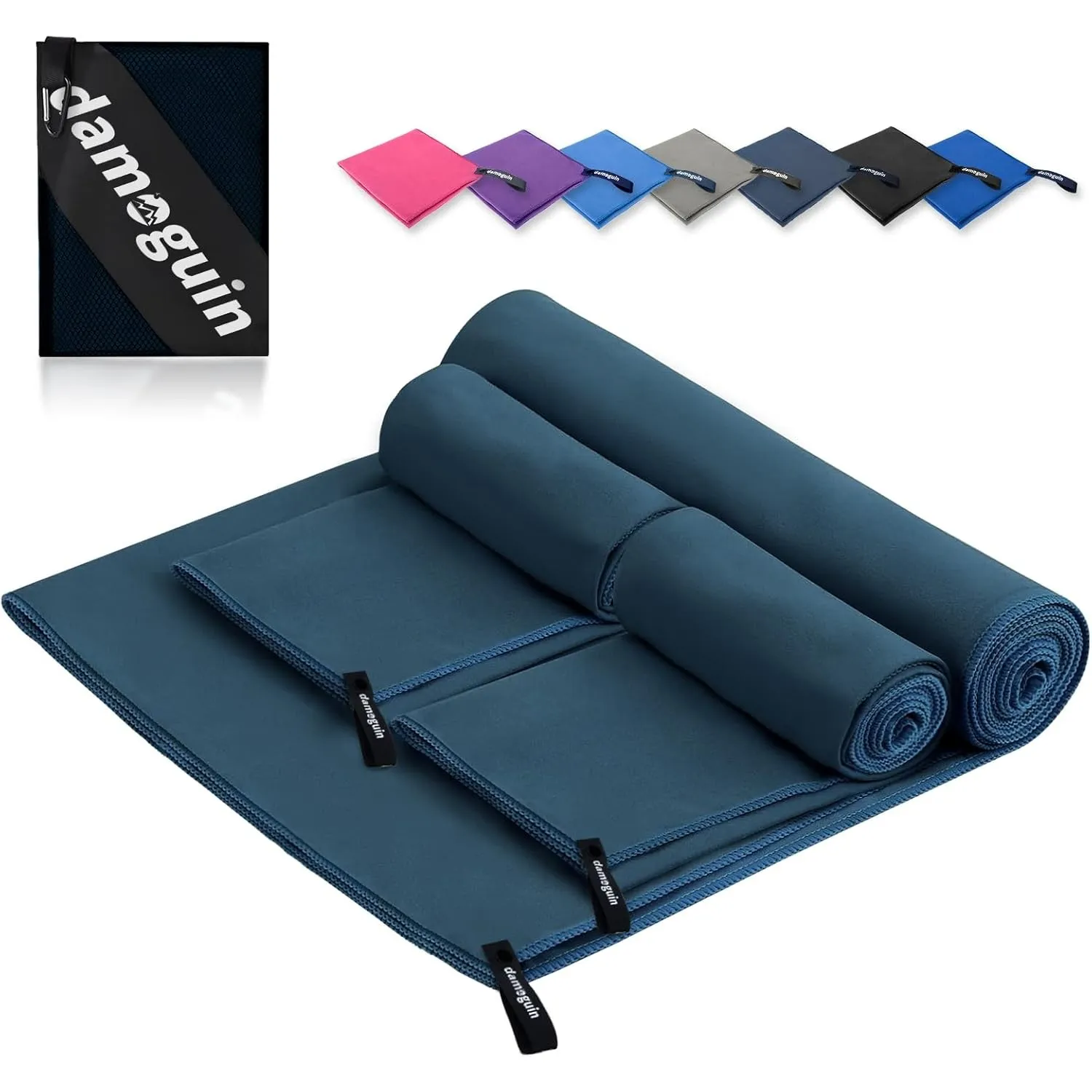 damoguin 3er-Set Mikrofaser Handtuch, Groß (180*80cm) & 2 Stück Klein (80*40cm) Schnelltrocknende Microfaser Fitness Ha…