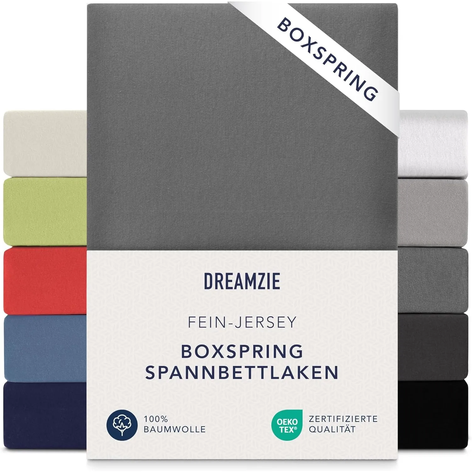 Dreamzie Premium Spannbettlaken 180x200 cm - 200x200 cm - 37cm Seitenhöhe - auch für Boxspringbett & Wasserbett - Bettl…