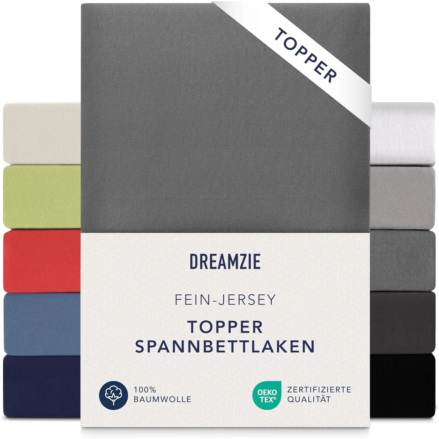 Dreamzie Premium Topper Spannbettlaken 180x200 cm - 200x200 cm - extra niedriger Seitenhöhe - für Topper - Topperauflag…
