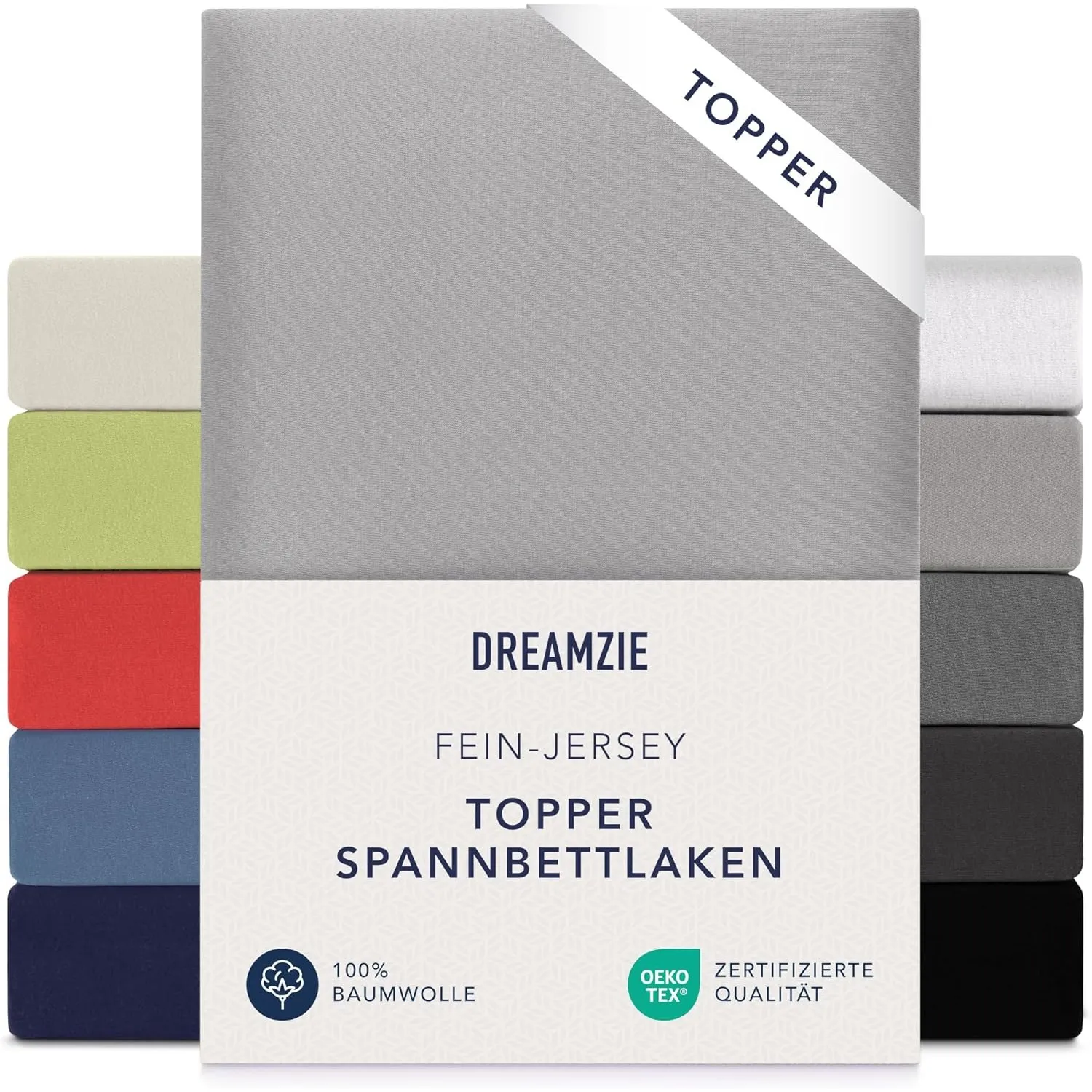 Dreamzie Premium Topper Spannbettlaken 180x200 cm - 200x200 cm - extra niedriger Seitenhöhe - für Topper - Topperauflag…