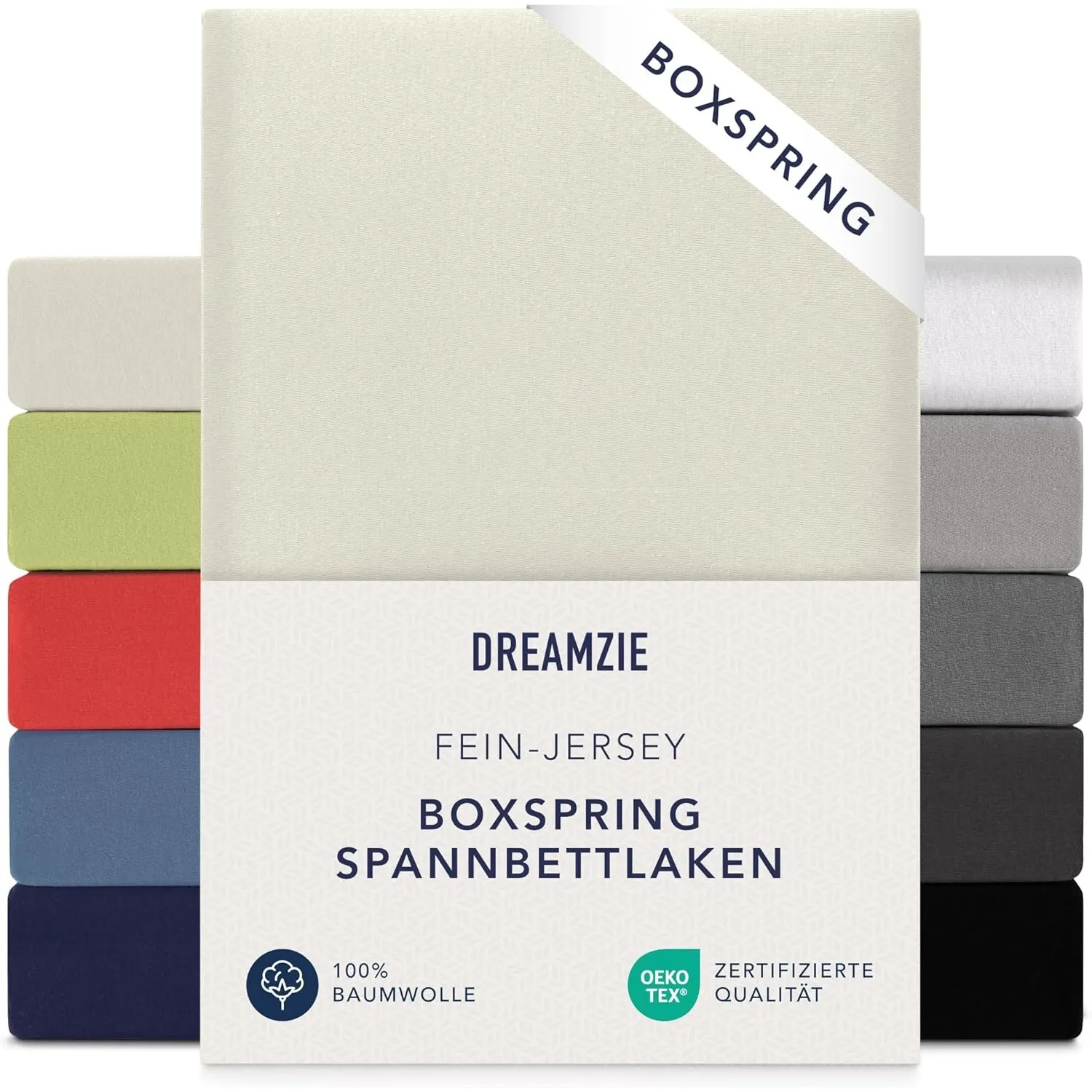 Dreamzie Premium Spannbettlaken 180x200 cm - 200x200 cm - 37cm Seitenhöhe - auch für Boxspringbett & Wasserbett - Bettl…