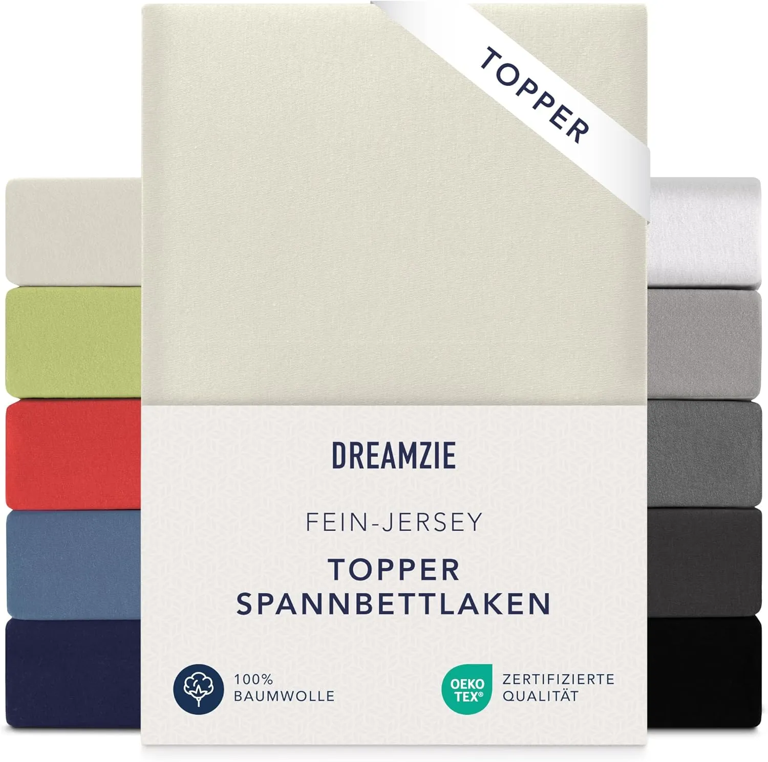 Dreamzie Premium Fitted Sheet for Topper, 180 x 200 cm – 200 x 200 cm – Extra-Low Side Height – for Topper – Topper She…