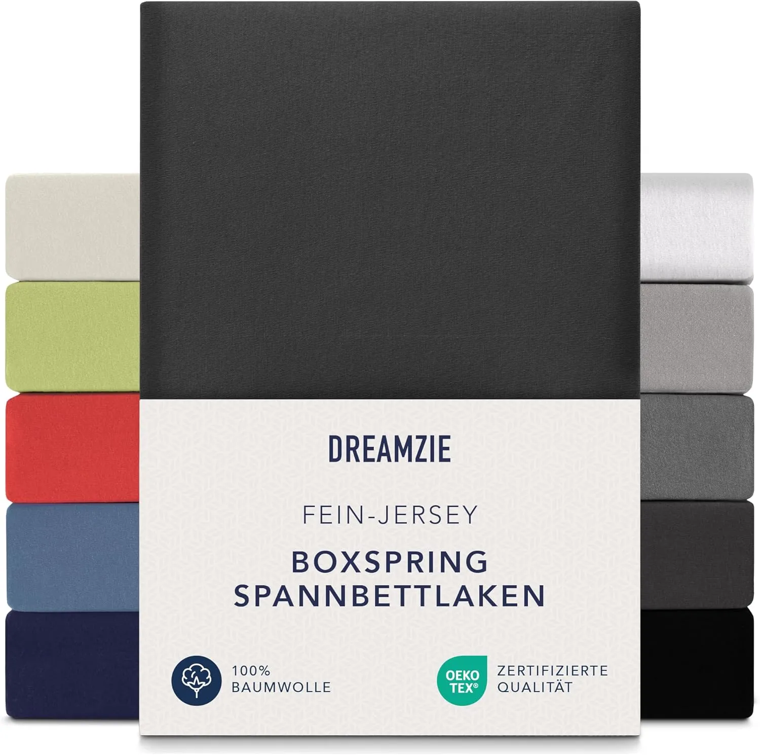Dreamzie Premium Fitted Sheet 180 x 200 cm – 200 x 200 cm – 37 cm Side Height – also for Box Spring Beds and Waterbeds …