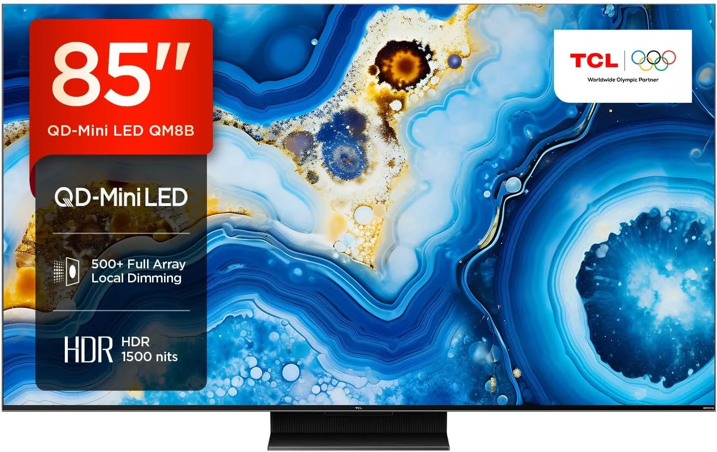 TCL 85QM8B Fernseher MiniLED 85 Zoll, QLED, 144Hz, 4K HDR Premium 1500nits, Google TV, Dolby Atmos, Onkyo, Game Master Pro 2.0