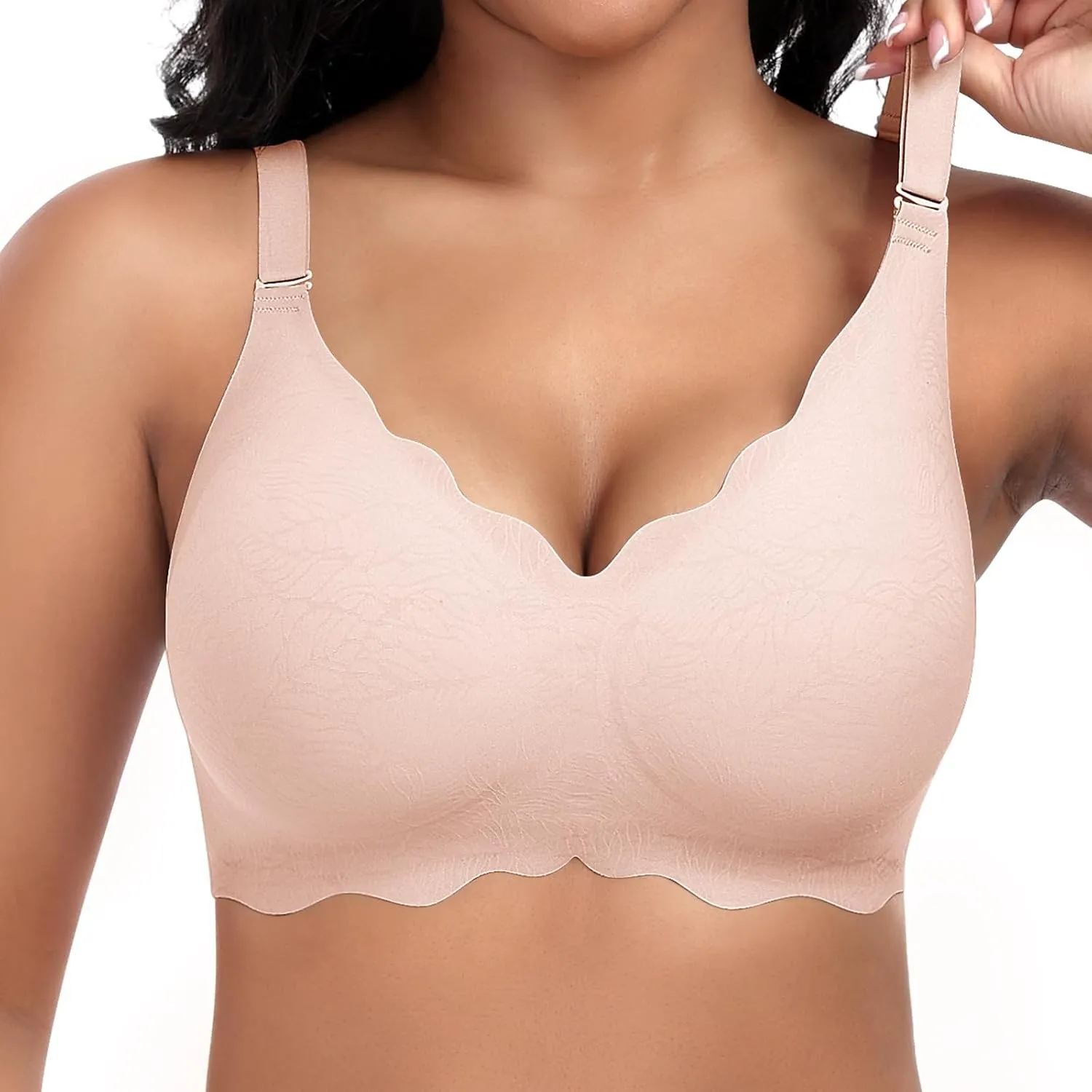 Jiuday BH Damen ohne Bügel Große Brüste Soft Bequemer Jelly Bra Nahtloser Push Up BH Seamless T Shirt Bügelloser Gepols…