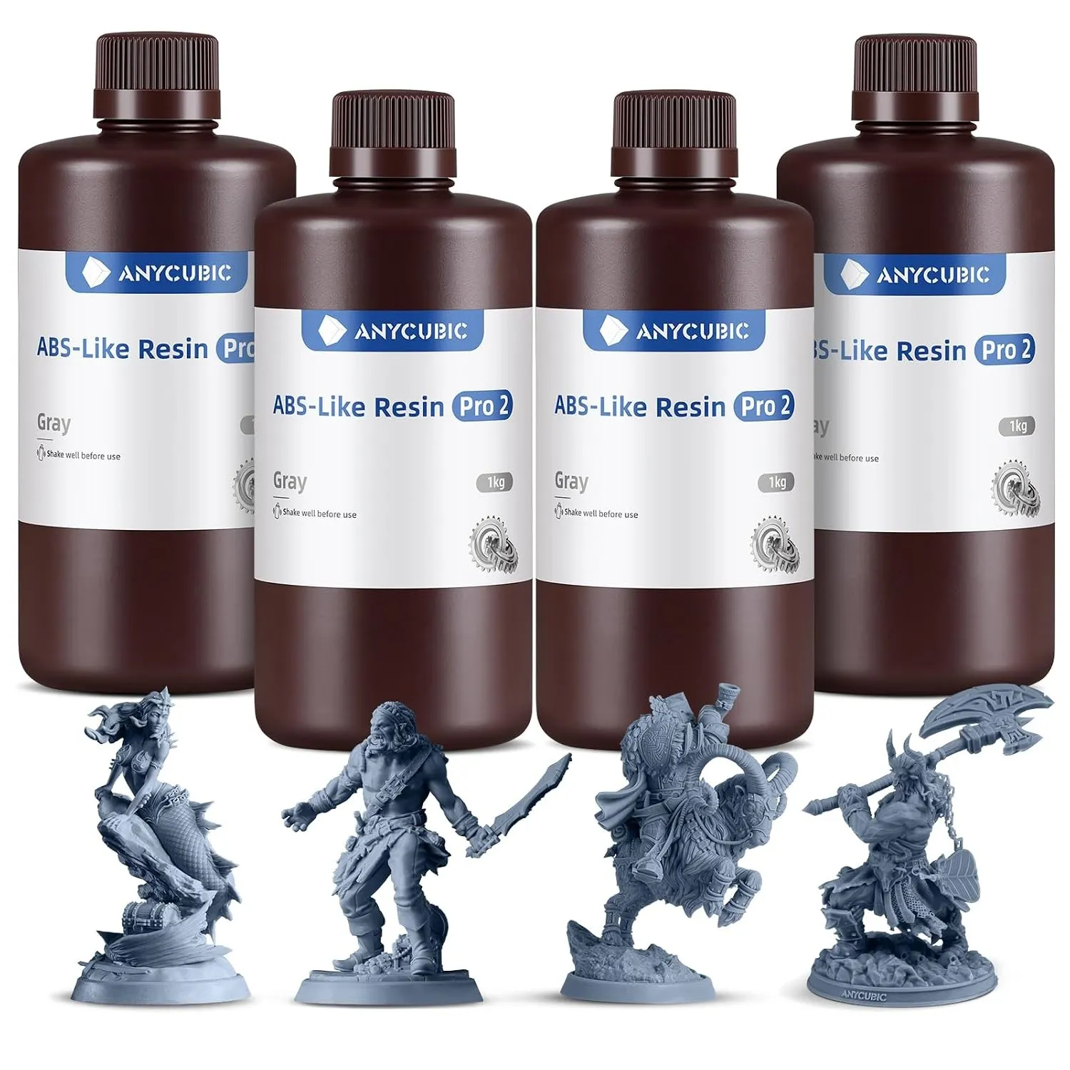 ANYCUBIC ABS-Like Resin Pro 2, Grau, 4pcs | 3D Drucker Resin mit erhöhter Festigkeit & Zähigkeit, Hoher Präzision, Weit…