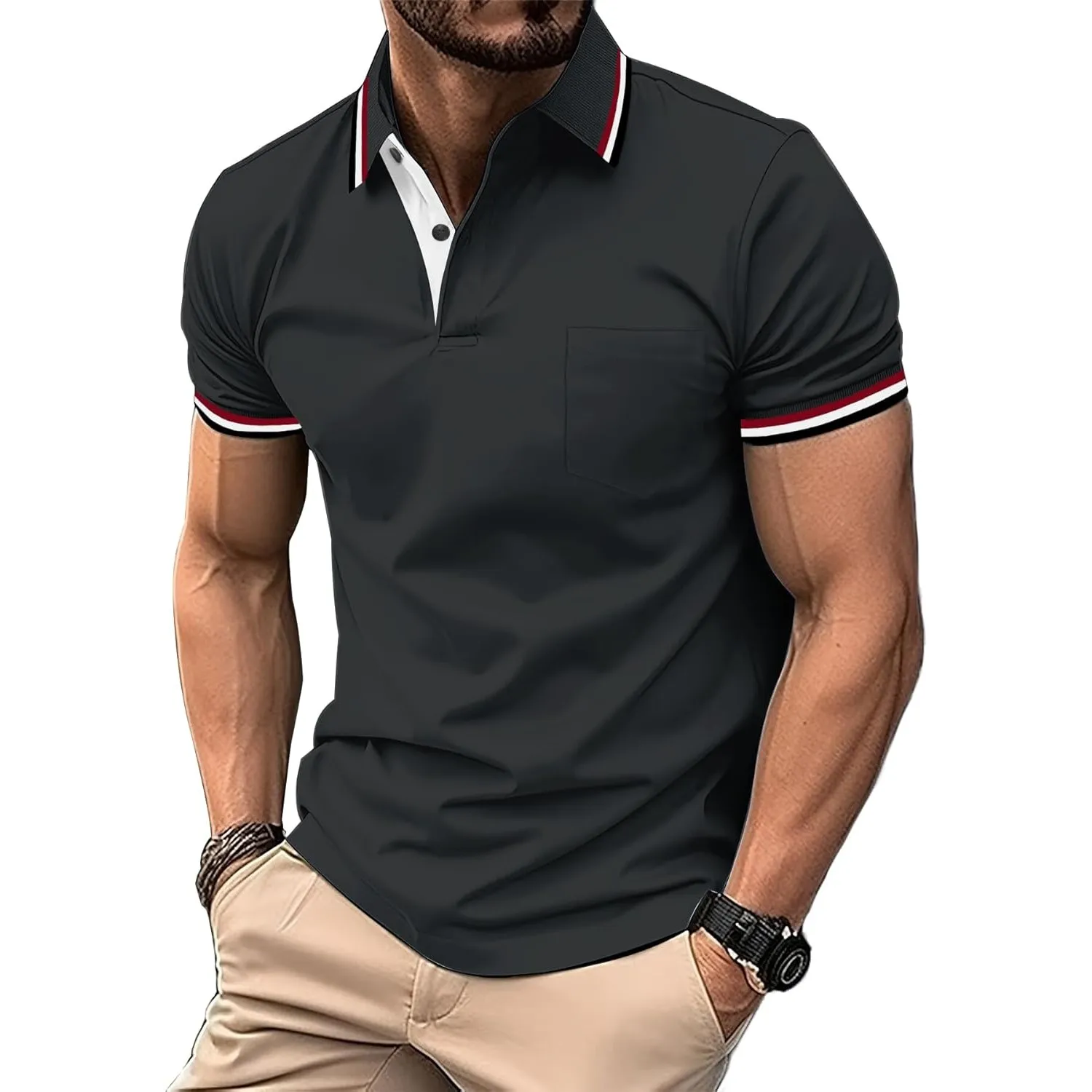 zitysport Poloshirt Herren Kurzarm mit Brusttasche Polo | Polohemd Herren Kurzarm Atmungsaktives Golf Polo Shirt Männer…