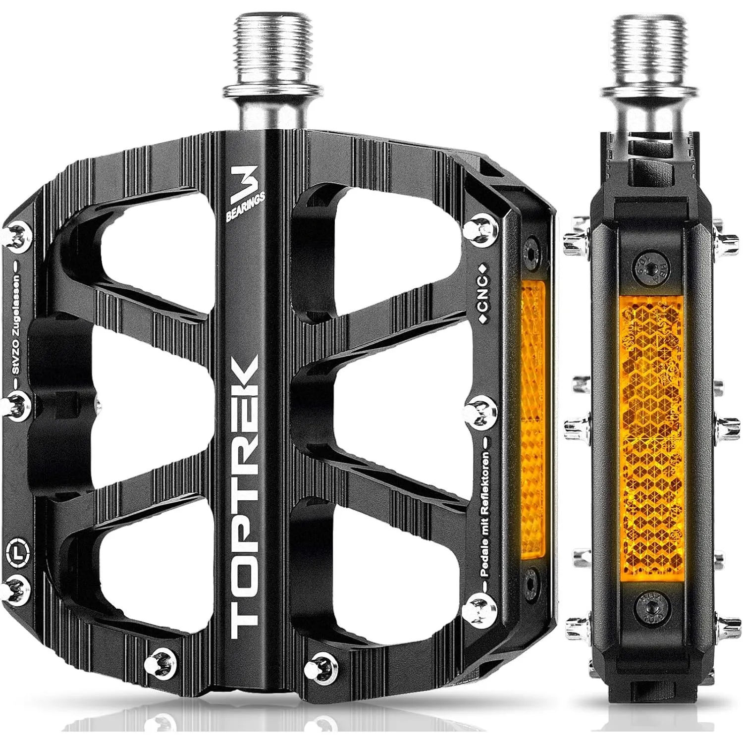 toptrek Fahrradpedale mit StVZO Zugelassen Reflektoren