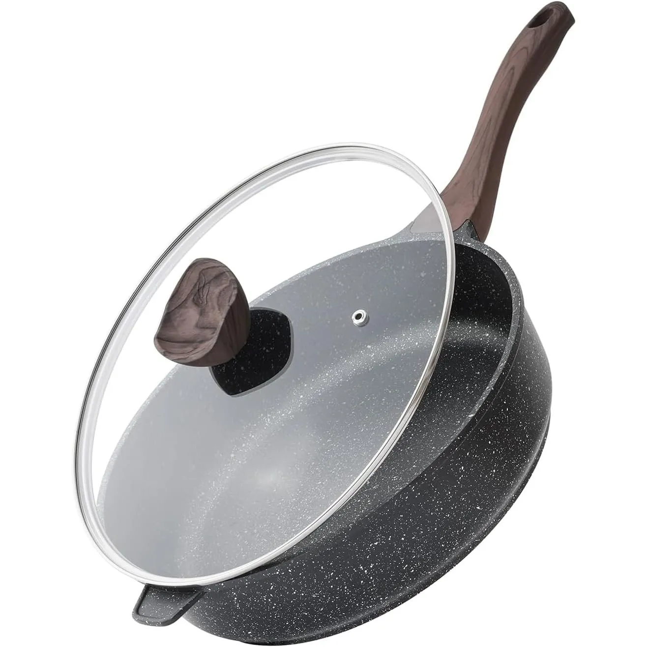 Kordisen Bratpfanne 28 cm Induktion, Antihaft Tiefe pfanne mit Deckel, Granitbeschichtung Pfanne, Gesunde Stein Kochges…