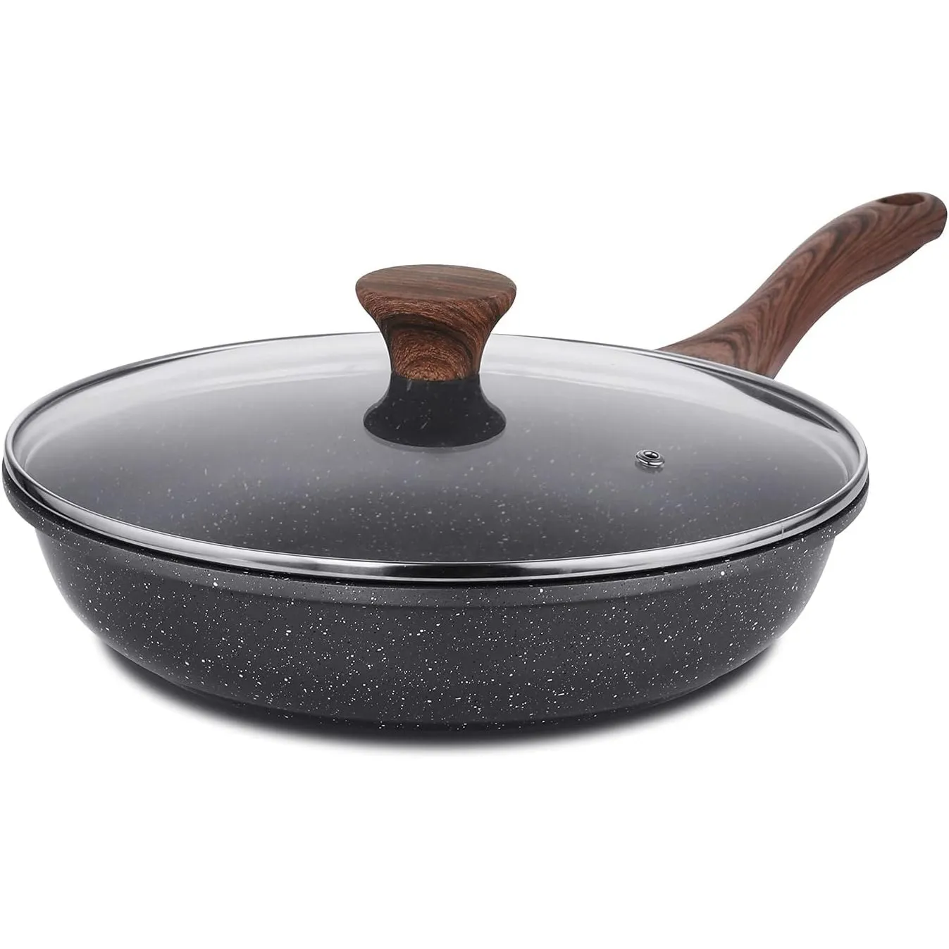 SENSARTE 28cm Schweizer Granit Beschichtung Antihaft Bratpfanne mit Deckel | Induktion Omelette Pfanne, Gesunde Stein K…